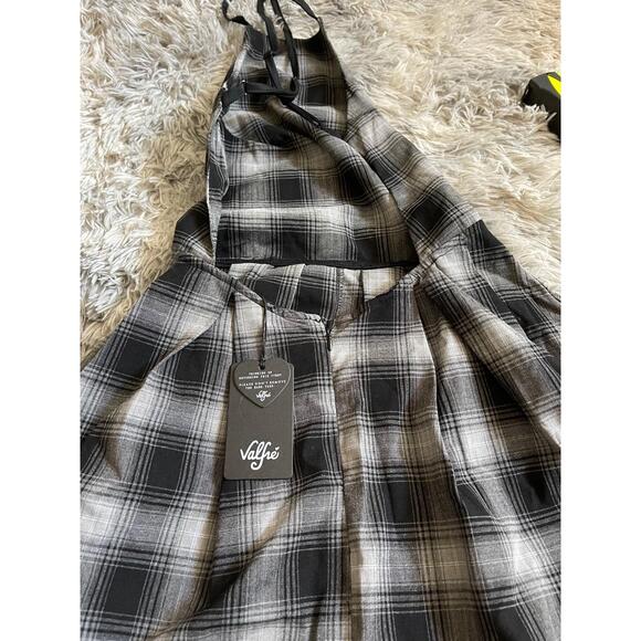 NWT Valfre Dress Womens Size Small Black Plaid Nila Skater Halter Neck Grunge - Picture 7 of 8